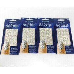4x Broadway Nails Nail Strips Polish Stickers Gold Sparkle Neutral Silver 60306